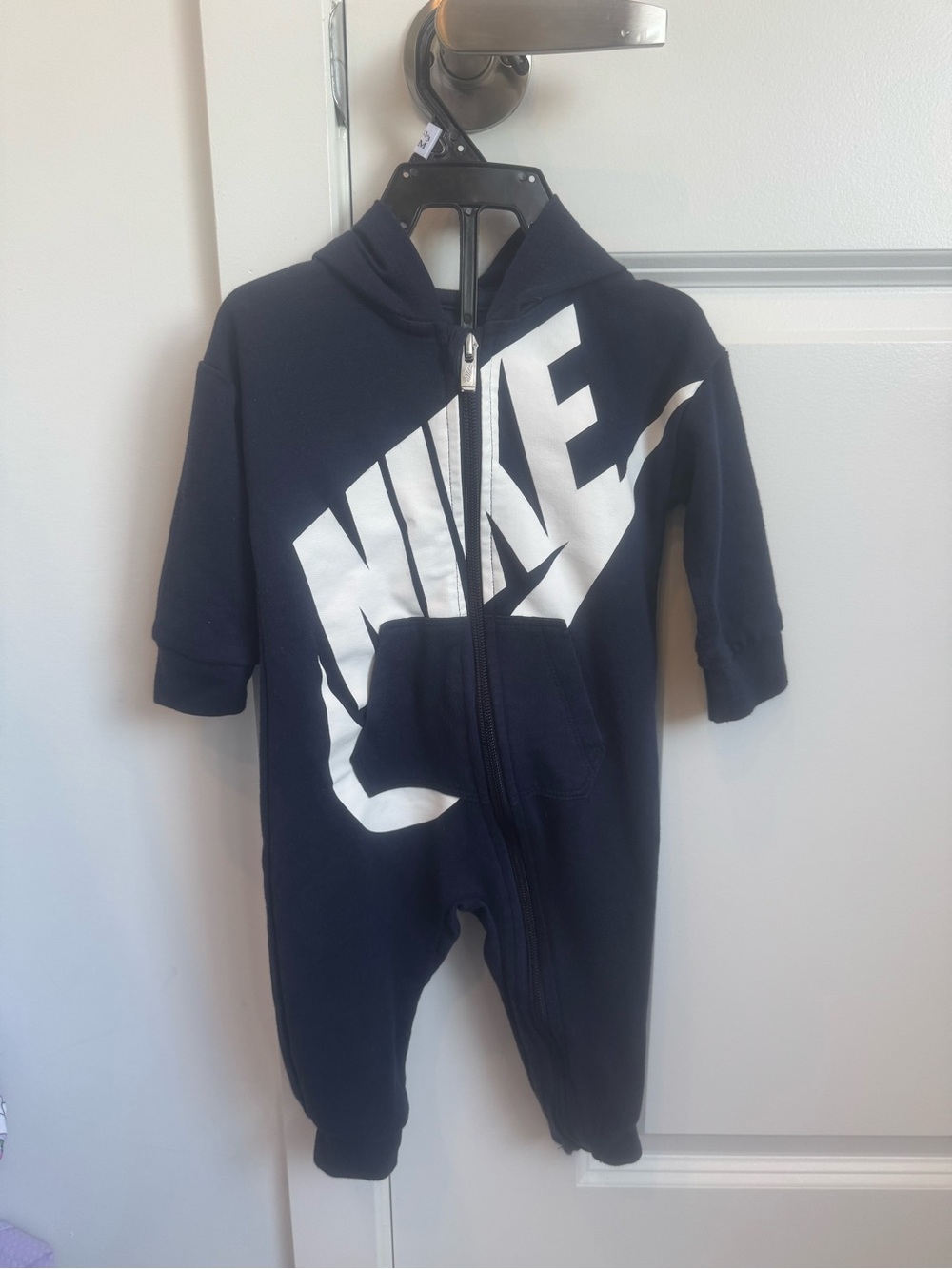 Nike Navy Blue Baby One-Piece Romper with White Logo